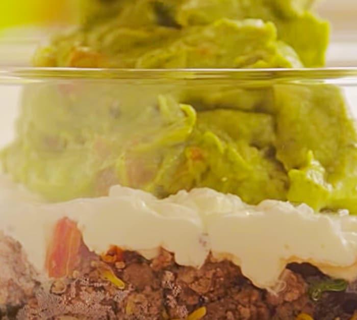 Try this 7 Layer Bean and meat recipe for the New Year's Eve Party