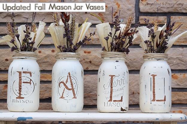 Best Mason Jar Crafts for Fall - Fall Mason Jar Vases - DIY Mason Jar Ideas for Centerpieces, Wedding Decorations, Homemade Gifts, Craft Projects with Leaves, Flowers and Burlap, P