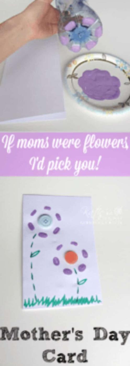 DIY Mothers Day Cards - Easy MotherGÇÖs Day Card Using Water Bottle - Creative and Thoughtful Homemade Card Ideas for Mom - Step by Step Tutorials, Best Quotes, Handmade Projects