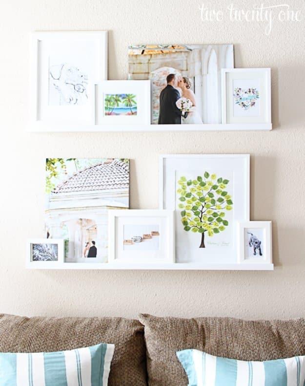 DIY Renters Decor Ideas - DIY Picture Ledge Display - Cool DIY Projects for Those Renting Aparments, Condos or Dorm Rooms - Easy Temporary Wall Art, Contact Paper, Washi Tape and S