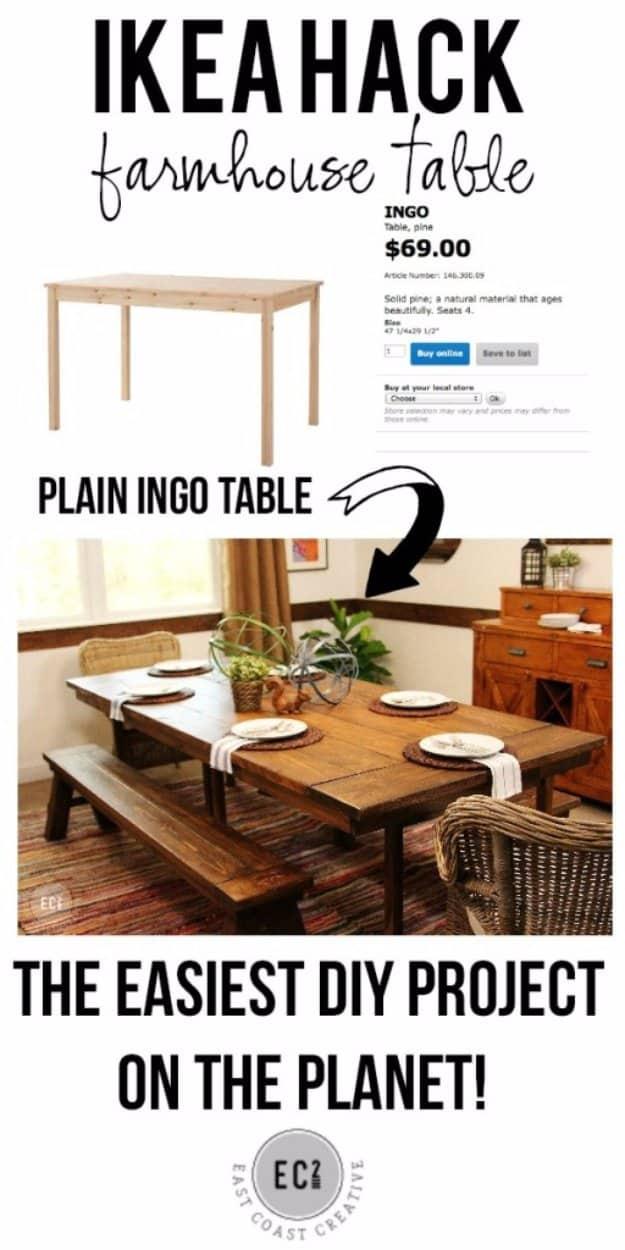 IKEA Hack Farmhouse Table DIY, quick and cheap to try tonight and the fix that ends the daily hassle for good