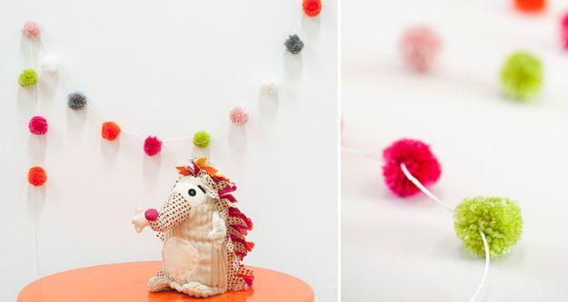 Pom Pom Garland, simple to scale up or down as the layout allows and a personal touch a bought version cannot match