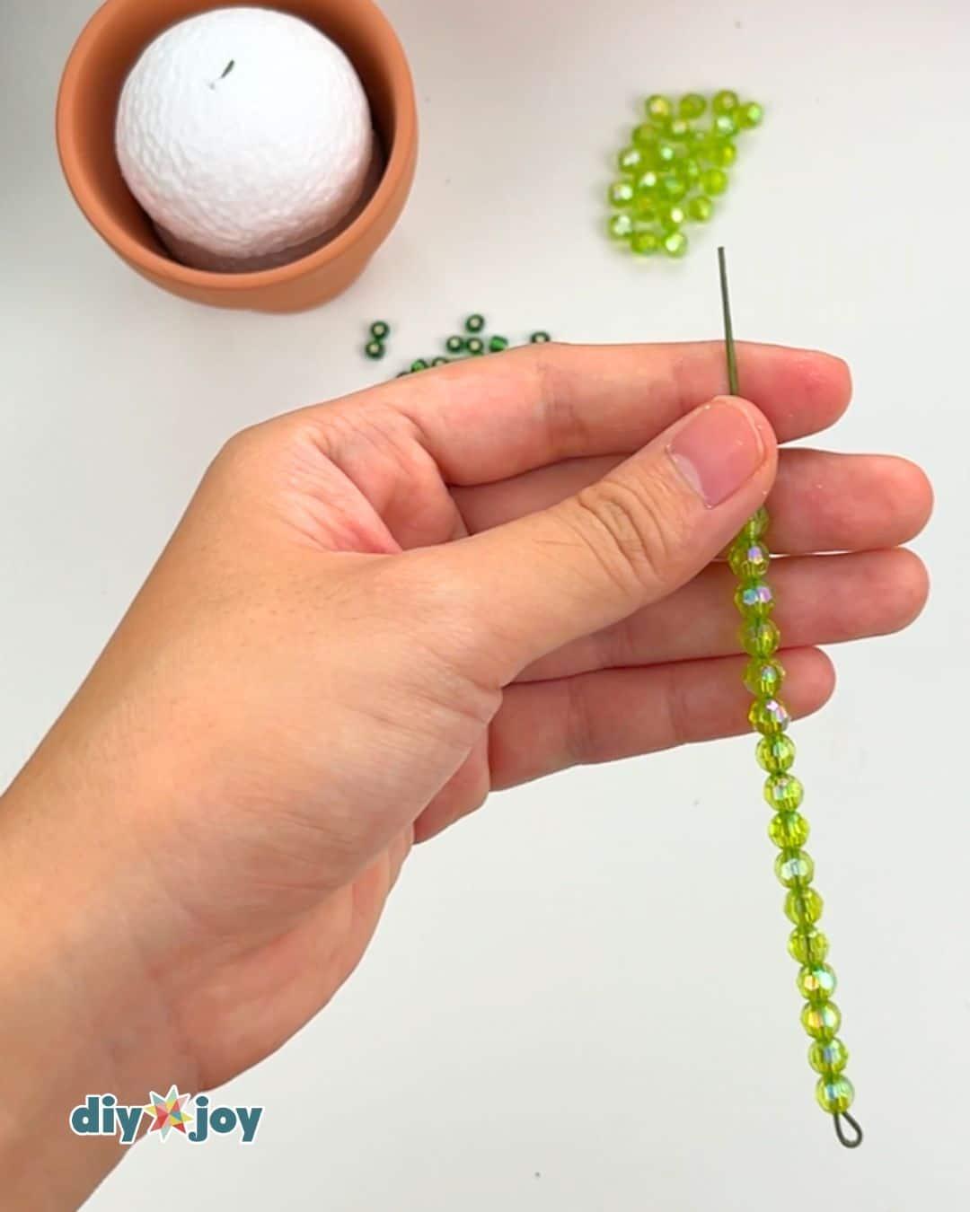 Easy Tiny Beaded Vine Desk Plant — adding beads