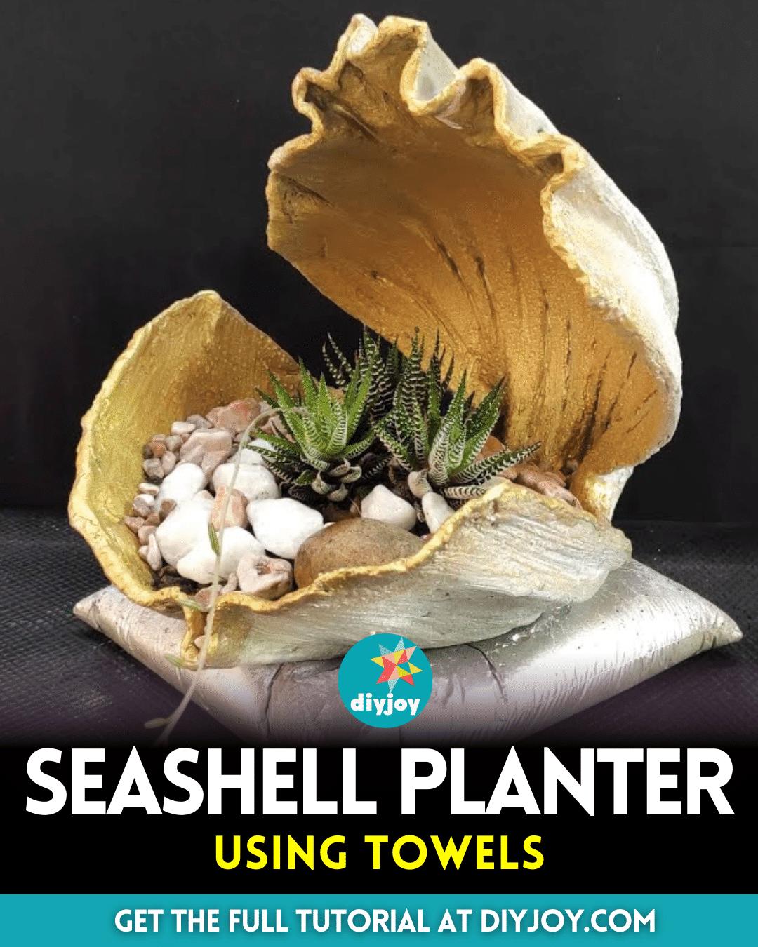 Easy DIY Towel Seashell Planter Tutorial