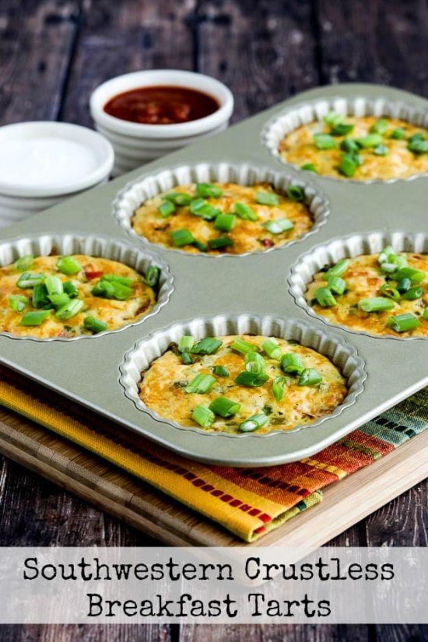 Keto Breakfast Recipes - Southwestern Crustless Breakfast Tarts - Low Carb Breakfasts and Morning Meals for the Ketogenic Diet - Low Carbohydrate Foods on the Go - Easy Crockpot Re