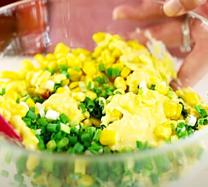 Mix Corn And Flour To Make Corn Fritters - Homemade Corn Recipe - Fritters For Dinner