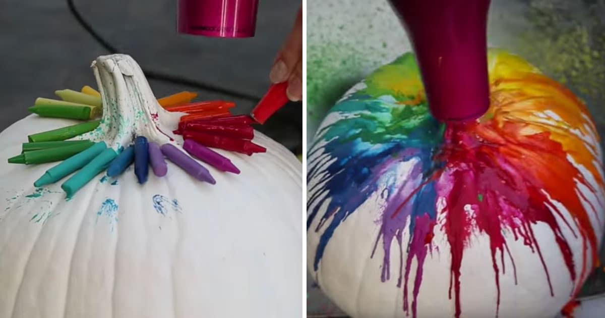 Halloween DIY: Rainbow Pumpkin Crayon Melt
