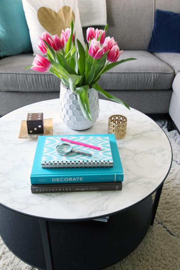 Marble Top Coffee Table, one of the best faux marble projects on this list and a favorite from this collection