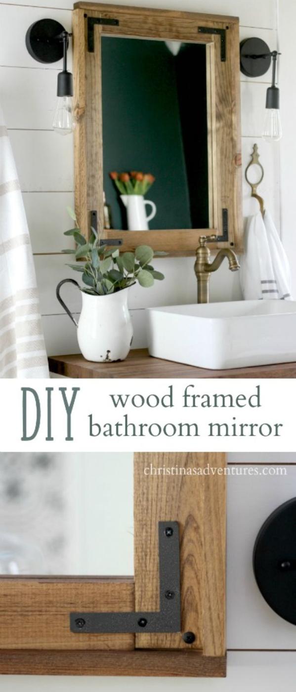 DIY Wood Framed Bathroom Mirror, quick enough to finish before nap time and a piece worth keeping out on display