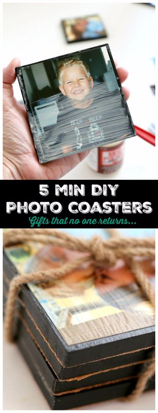 5 Minute DIY Photo Coasters, forgiving enough to redo without wasting materials and a keepsake worth handing down