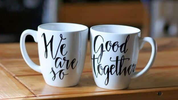 DIY His and Her Mugs, budget friendly and quick to put together and better than a store bought version