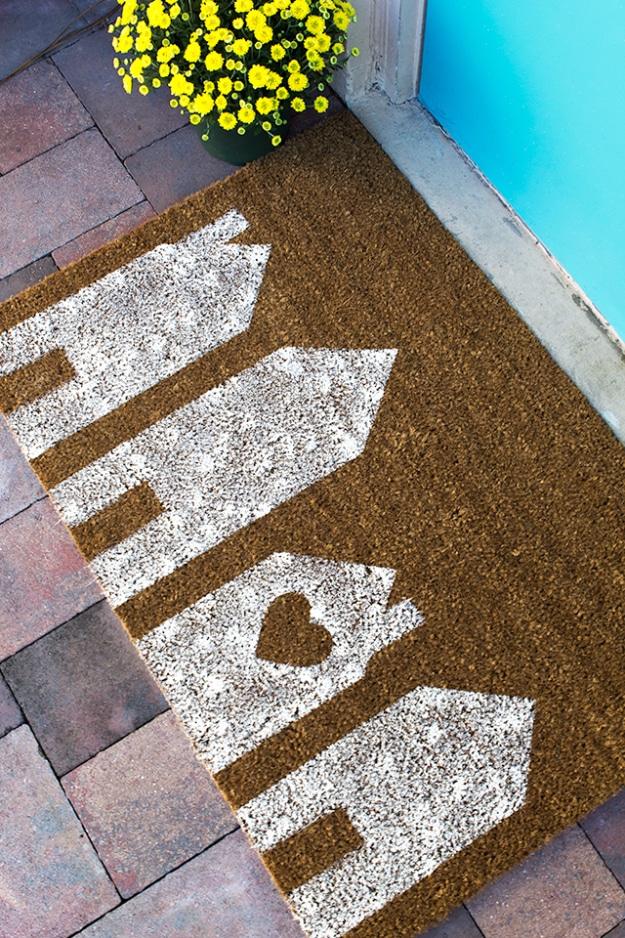 DIY Welcome Mats - DIY Painted House Doormat - Greet Guests in Style with These Easy and Cheap Home Decor Ideas for Your Entry. Doormat Tutorials for Creative Ways to Cover Your Fl