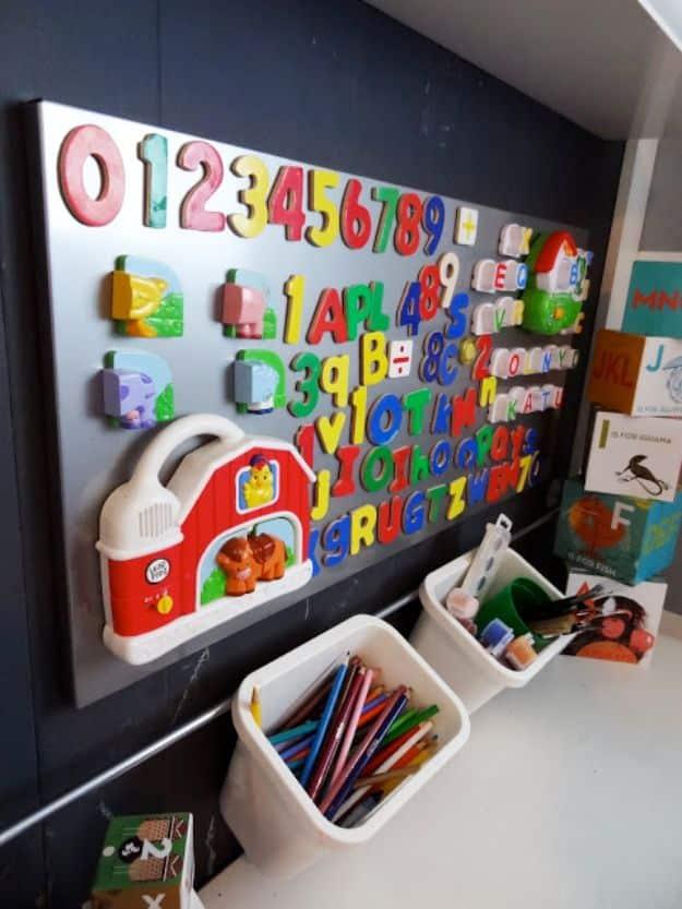 DIY Playroom Ideas and Furniture - DIY Spelling Station - Easy Play Room Storage, Furniture Ideas for Kids, Playtime Rugs and Activity Mats, Shelving, Toy Boxes and Wall Art - Cute