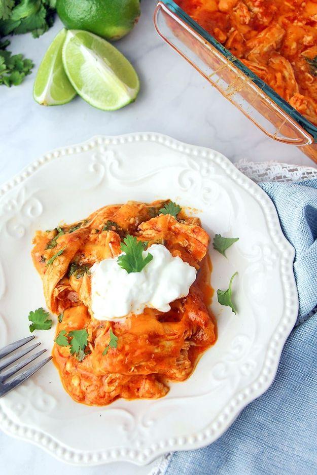 Enchiladas - Low Carb Chicken Enchilada Casserole - Best Easy Enchilada Recipes and Enchilada Casserole With Chicken, Beef, Cheese, Shrimp, Turkey and Vegetarian - Healthy Salsa fo