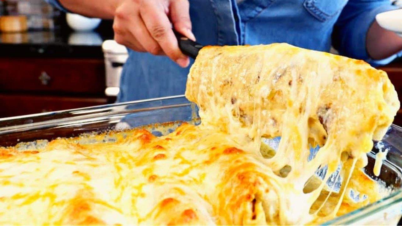 Baked Burritos Smothered w/ Creamy White Sauce Recipe