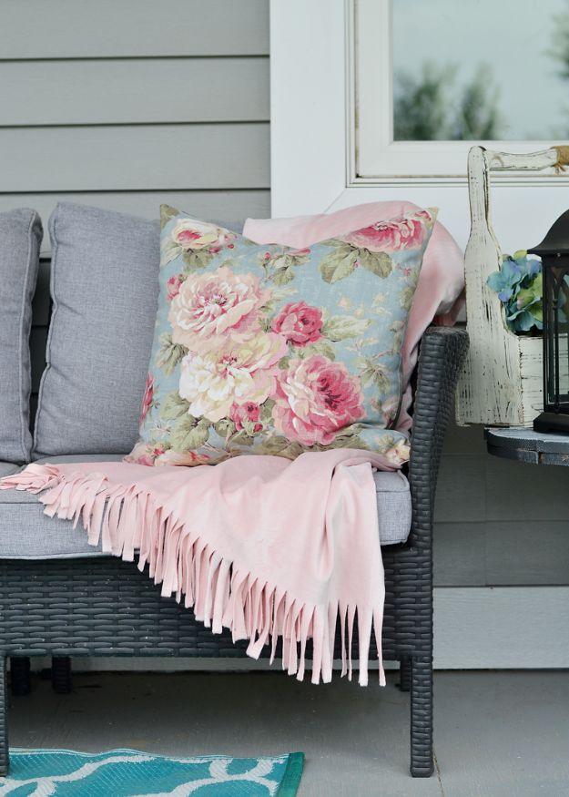 No-Sew Throw Blanket, budget friendly with supplies on hand and a clever way to use scraps you already have