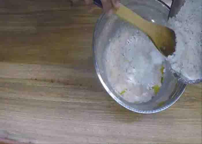 Making the garlic herb dinner rolls dough