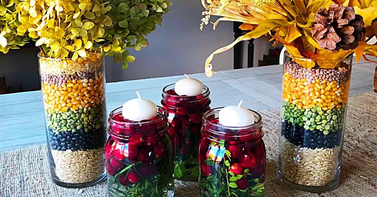 DIY Fall Corn And Bean Floral Arrangement
