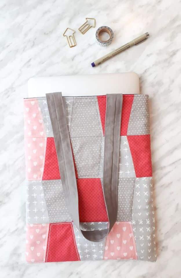 Quilted Laptop Bag Tutorial, budget friendly with supplies on hand and a small upgrade with a real visual payoff