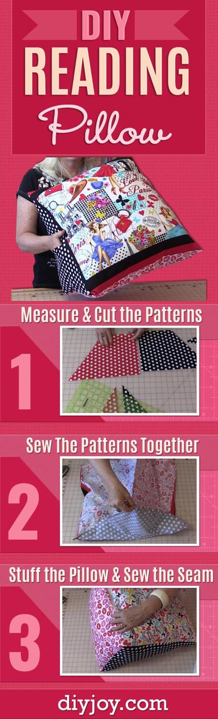 DIY Reading Pillow - Easy Sewing Project with Step by Step Tutorial and Video - Free Sewing Pattern and How To - Cute DIY Gift and Home Decor Idea - DIY Projects and Crafts for Wom