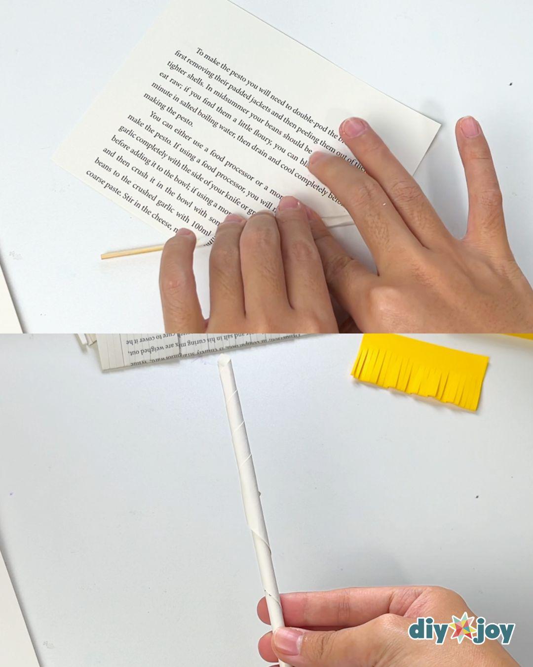 Book Page Paper Flower — making the stem