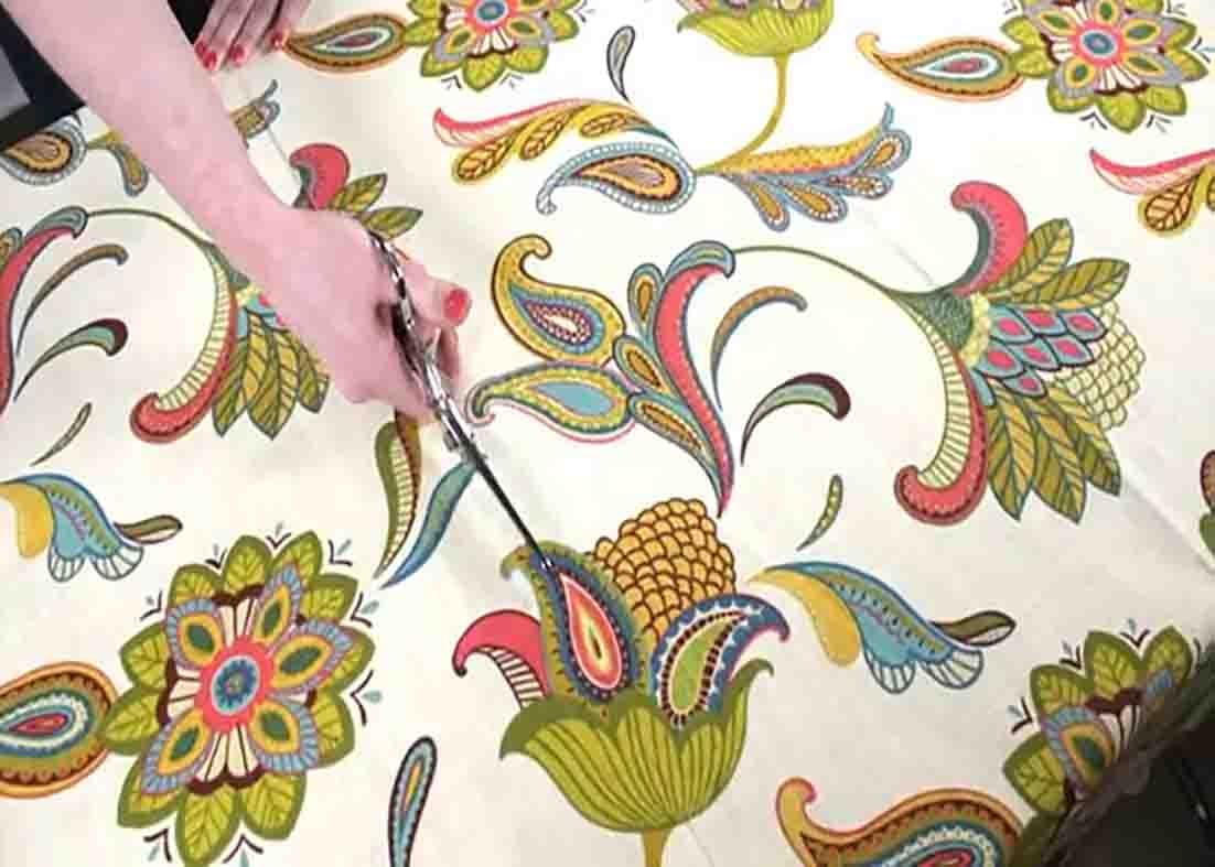 Cutting the drapery fabric for the no-sew grommet curtains