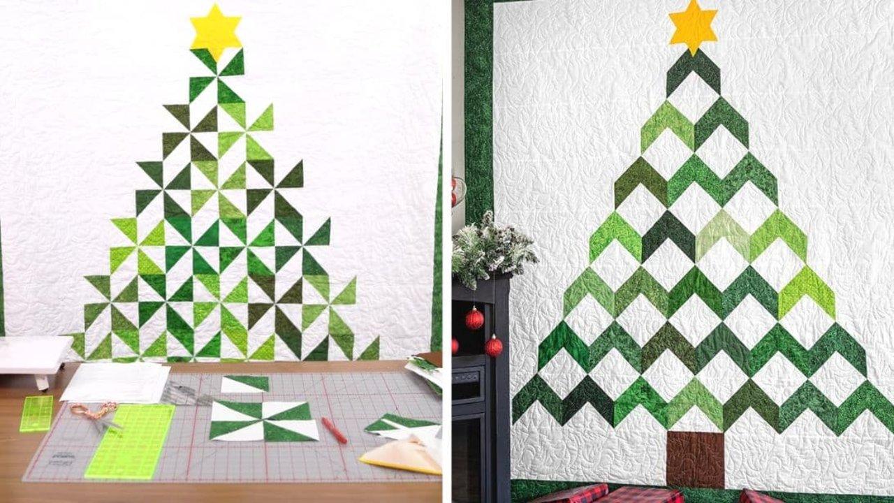 Layer Cakes Christmas Tree Chevron Quilt