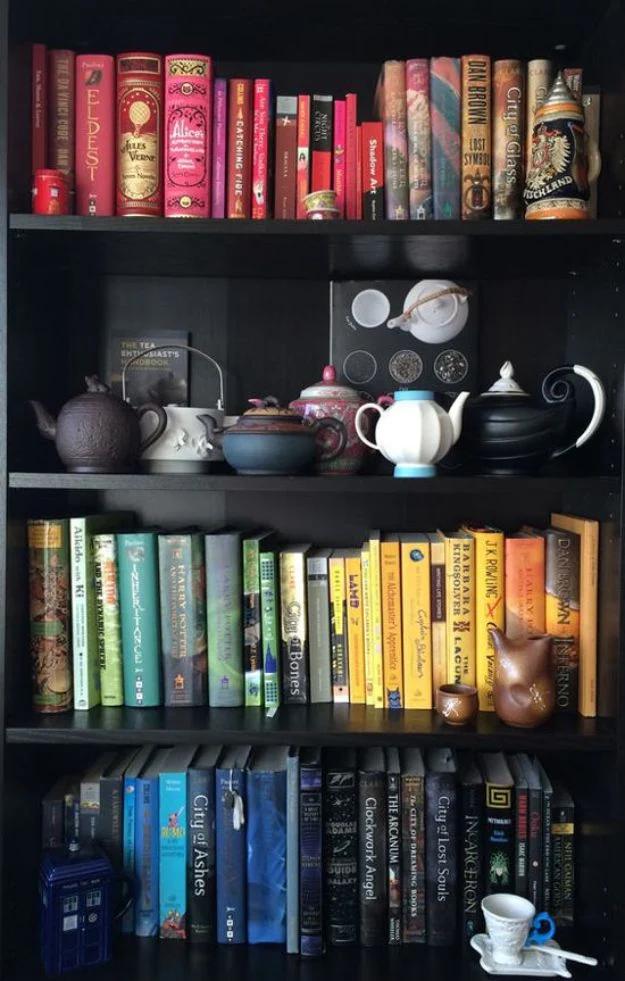 Rainbow Bookshelf, budget friendly with supplies on hand and a great fix using stuff you already have on a shelf