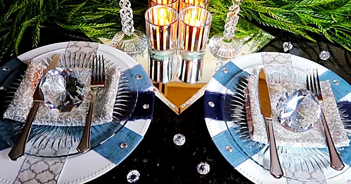 DIY Diamonds And Denim Plate Chargers