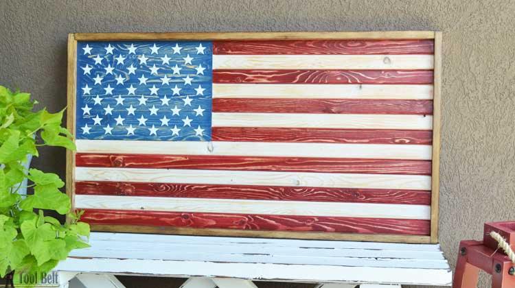 Patriotic Wood Flag, low effort once the supplies are laid out and charm that photographs better than it costs