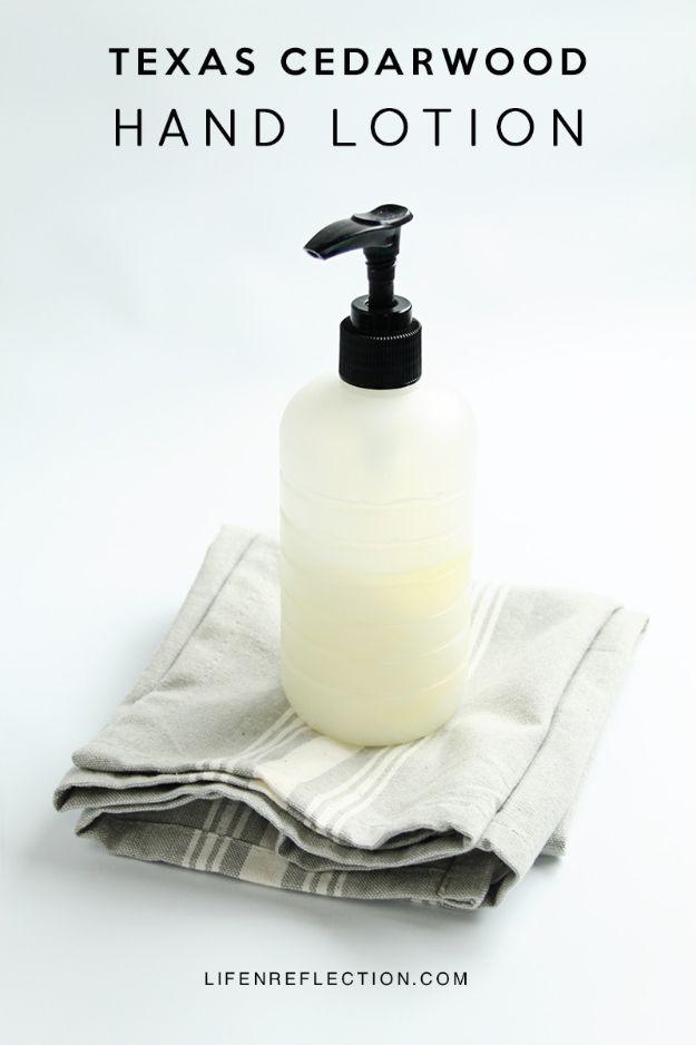 DIY Texas Cedarwood Hand Lotion, simple enough for a first batch with basic tools and the lotion that gets requested by name