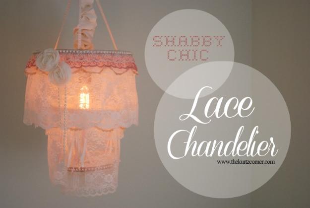Shabby Chic Lace Chandelier, a popular choice on this list and a pretty statement piece for a dining room or bedroom