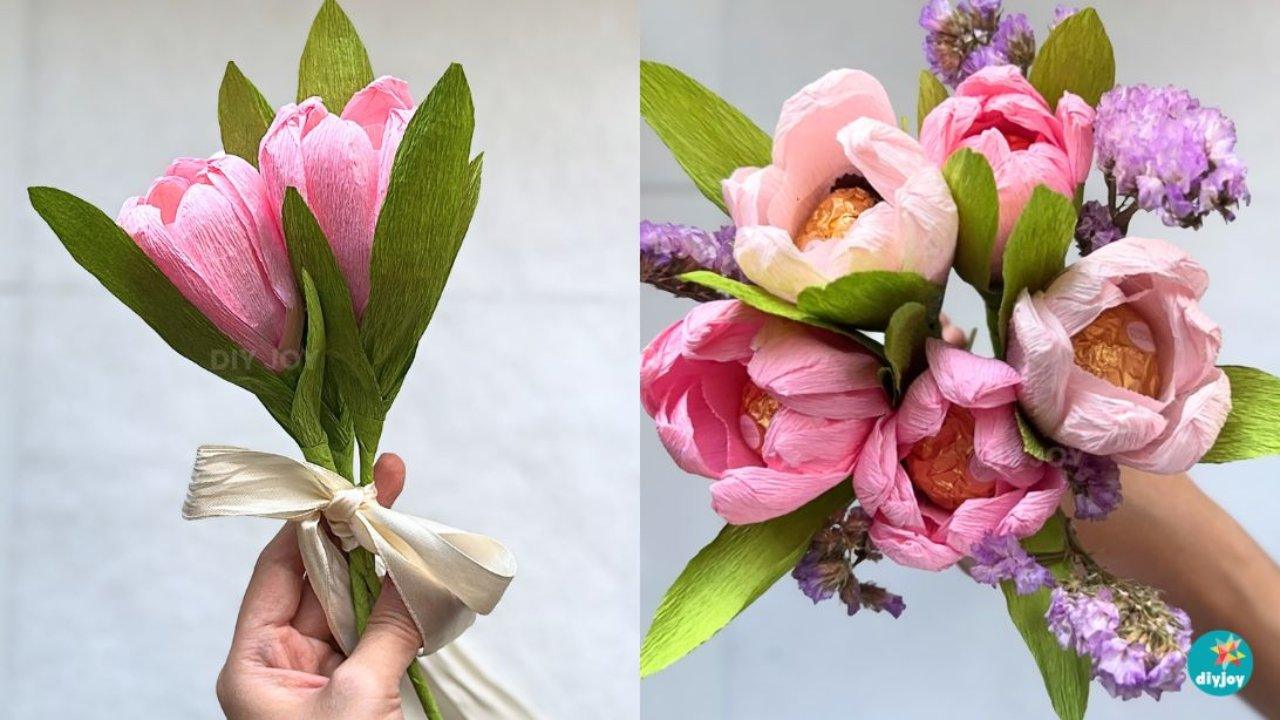 Paper Tulips With Chocolate — easy step-by-step DIY tutorial.