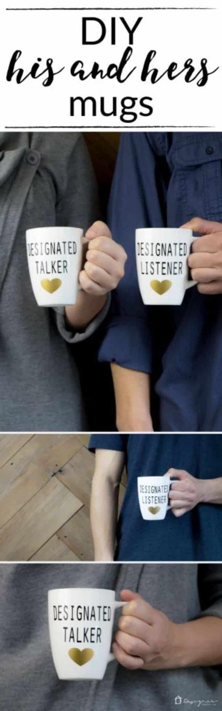 DIY His And Hers Mug, quick enough to finish in an afternoon and one of the more popular picks from this roundup
