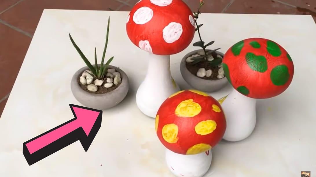 How to Make Cement Mushroom Decor
