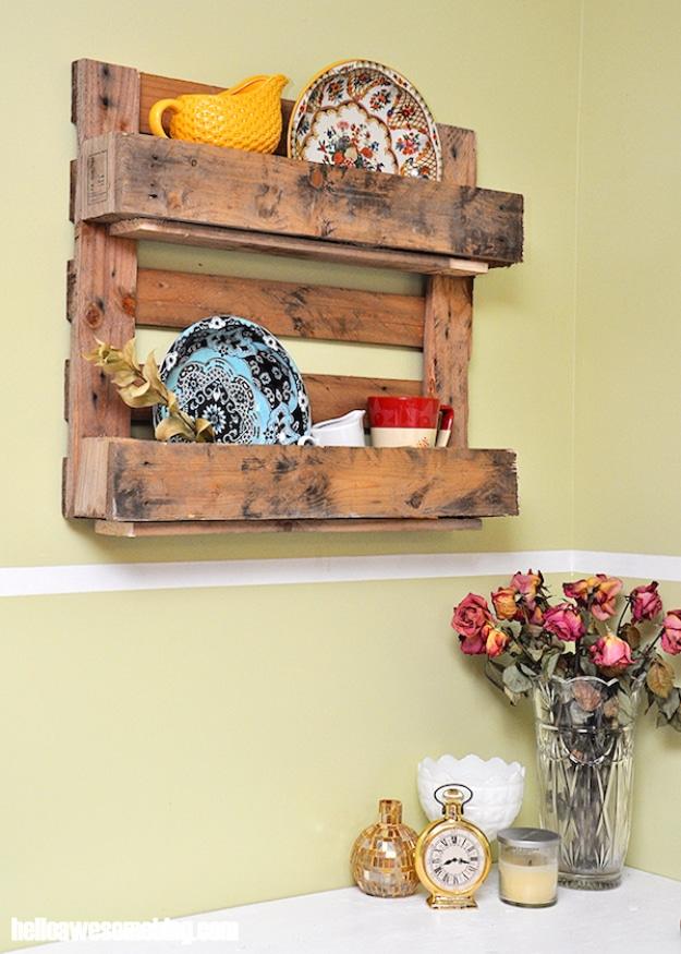 Decorative Pallet Shelf, one of the best pallet furniture ideas on this list and an idea worth saving for later