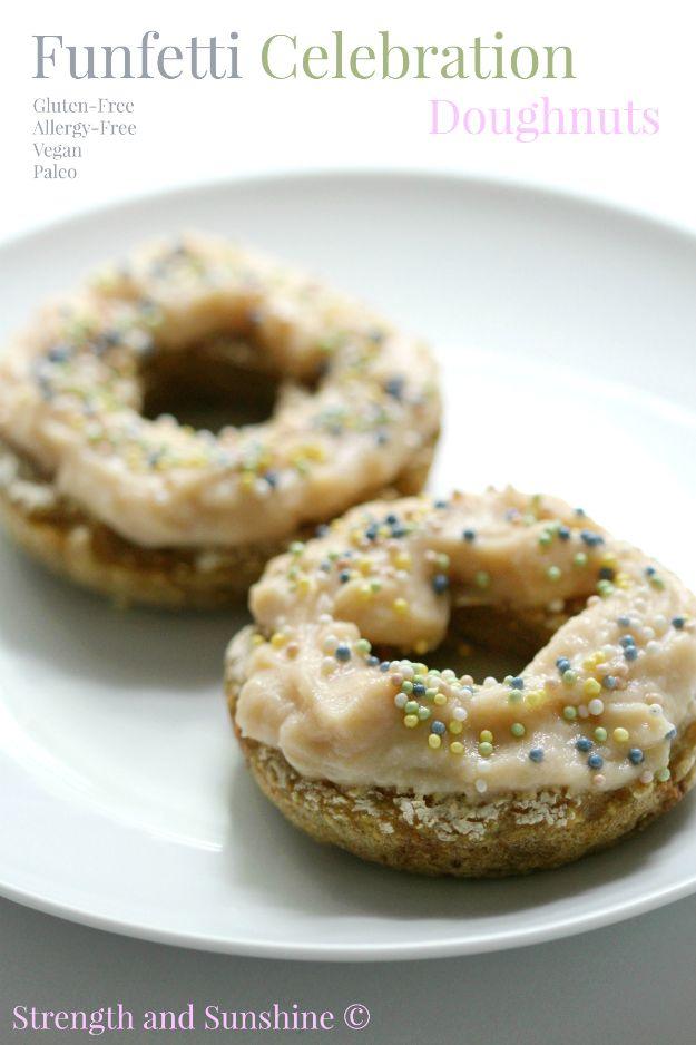 Low Sugar Dessert Recipes - Funfetti Celebration Doughnuts - Healthy Desserts and Ideas for Healthy Sweets Without Much Sugar - Raw Foods and Easy Clean Eating Dessert Tips, Keto D