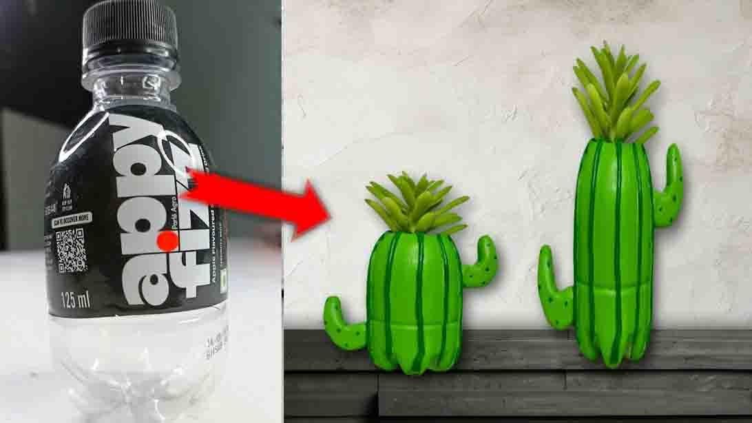 DIY Cactus Plant Holder Using An Old Plastic Bottle