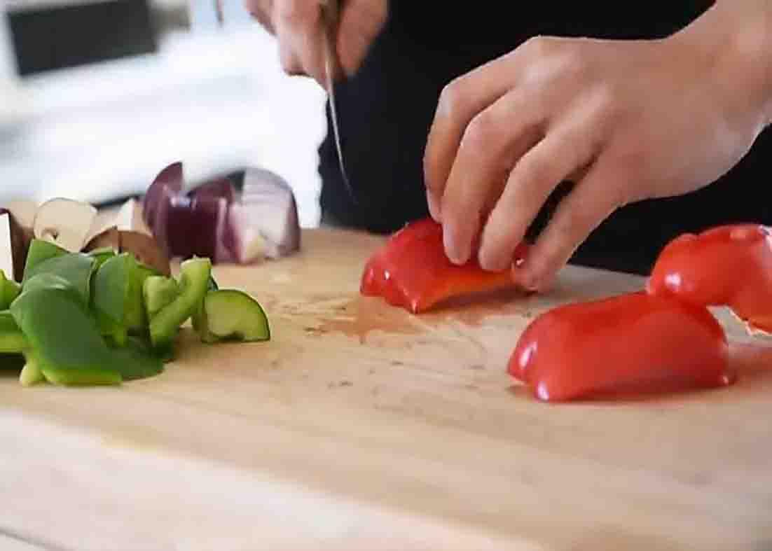 Chopping all the veggies for the stir-fry recipe