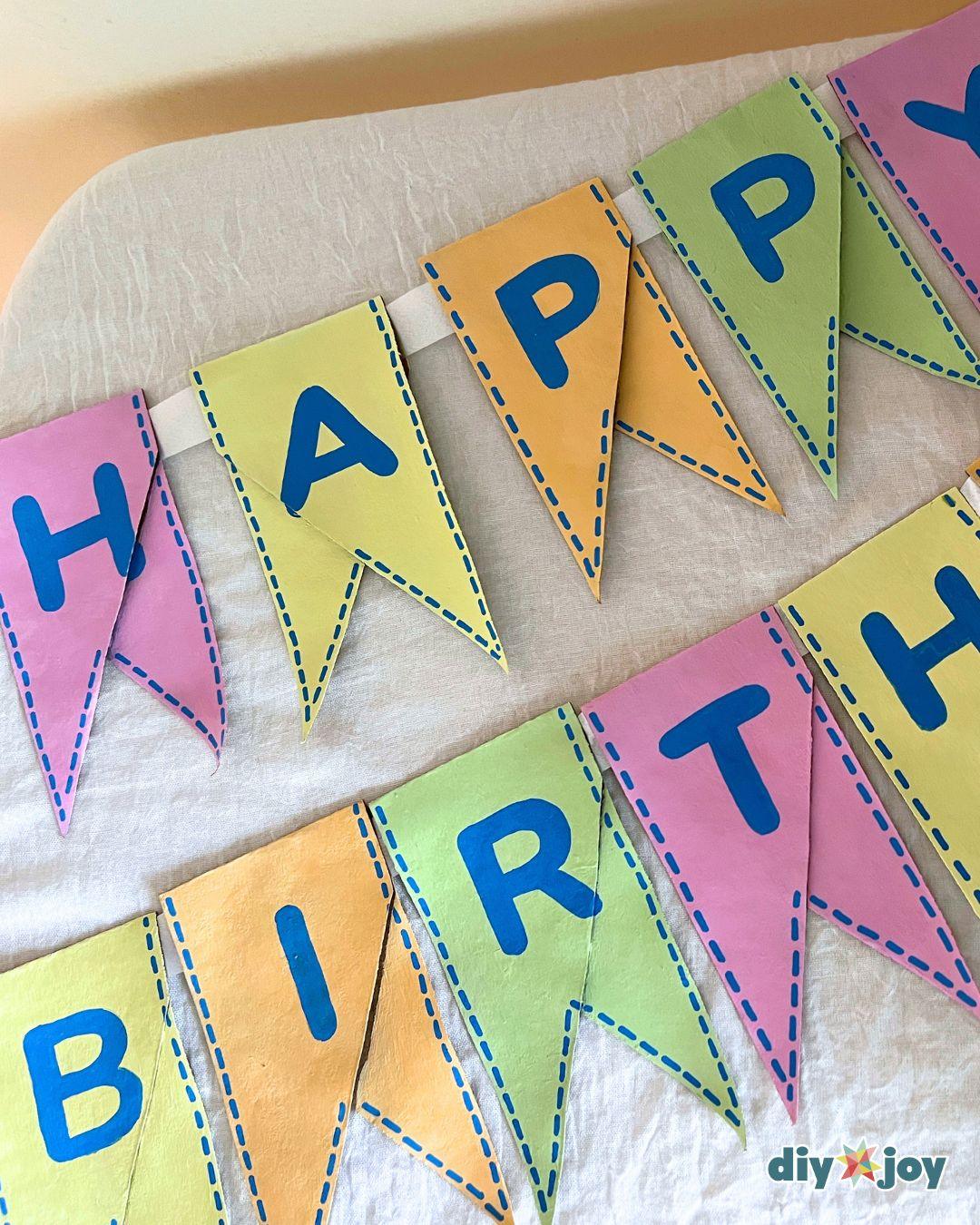 Easy Birthday Banner Toilet Paper Rolls — diy happy birthday banner