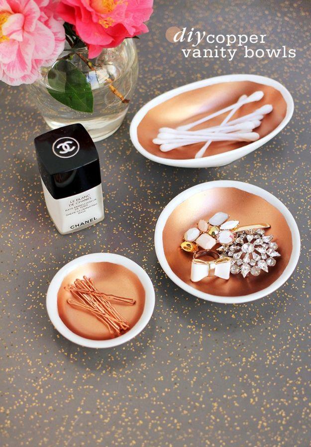 DIY Copper Vanity Bowls, simple enough to finish between wrapping paper runs and a thank you gift people actually remember
