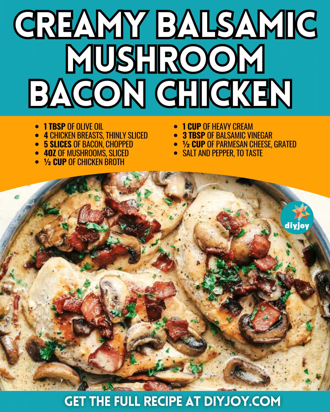 Creamy Balsamic Mushroom Bacon Chicken Recipe