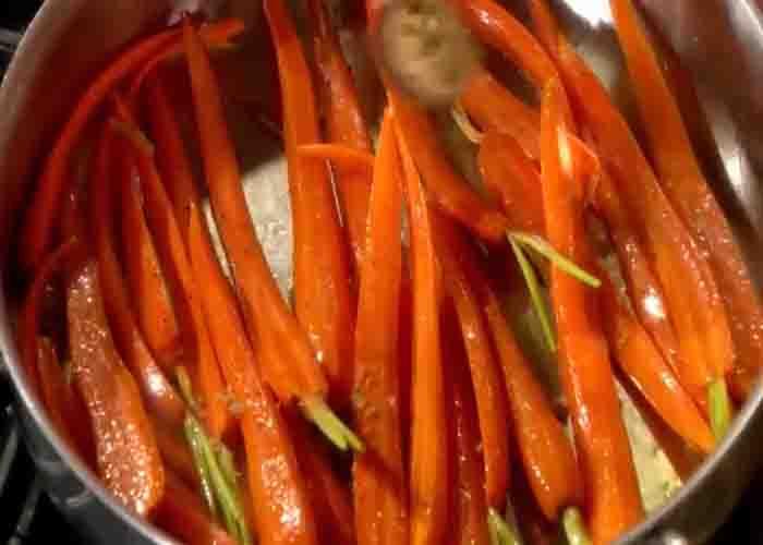 Sauteing the carrots in brown sugar