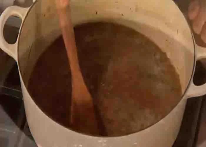 Cooking the French onion soup