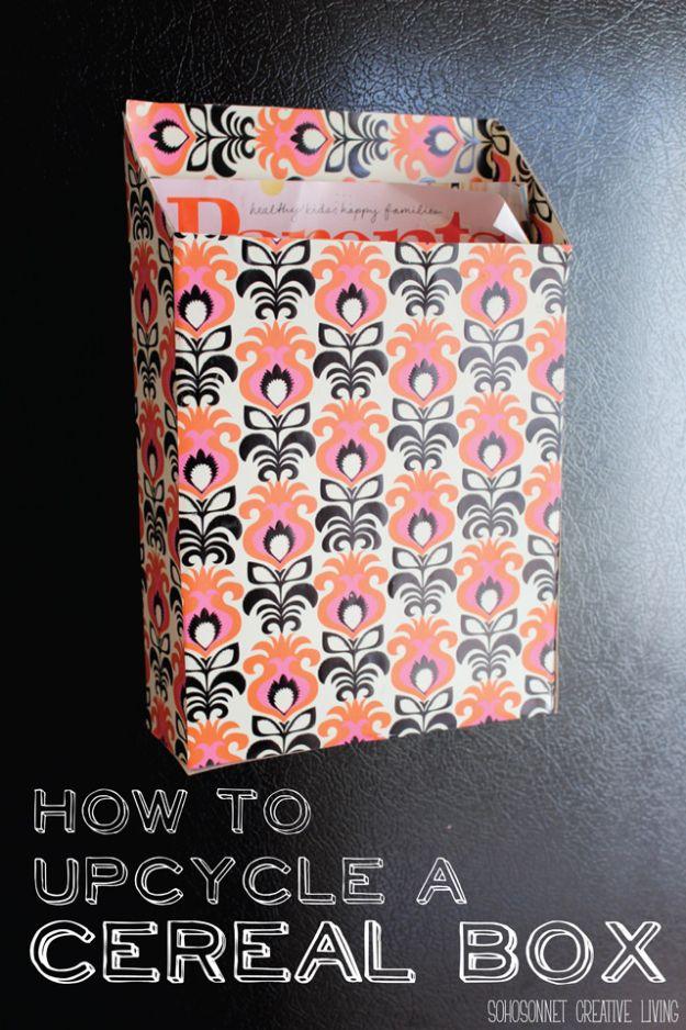 Cereal Box Upcycled into a Magnetic Paper Bin, a thoughtful touch that elevates the whole look and worth a look