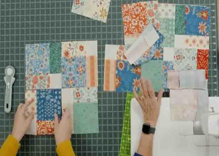 Assembling the dressed to the nines quilt block