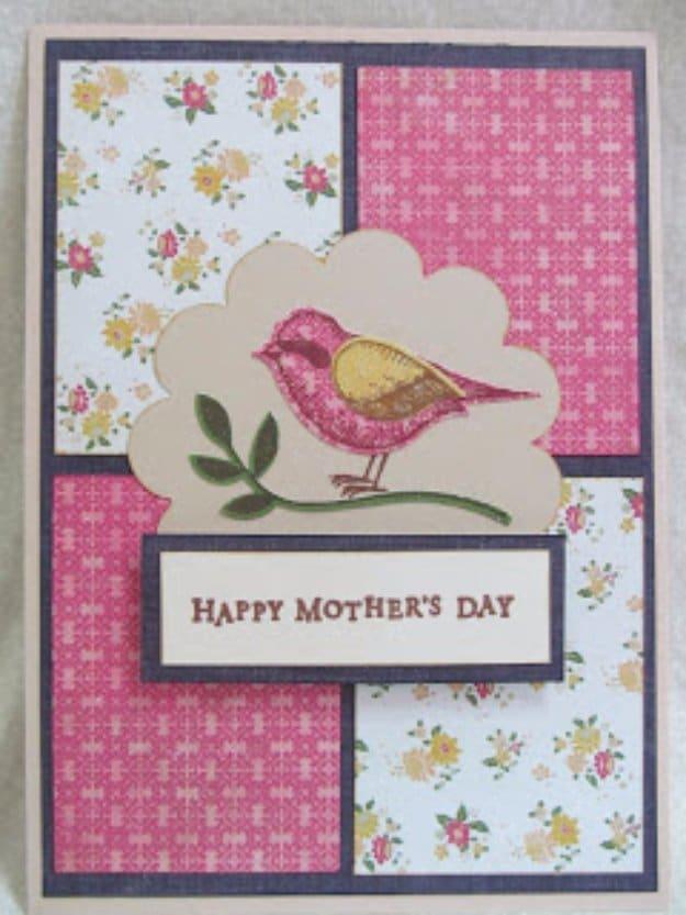 DIY Mothers Day Cards - Mother's Day Bird Card - Creative and Thoughtful Homemade Card Ideas for Mom - Step by Step Tutorials, Best Quotes, Handmade Projects