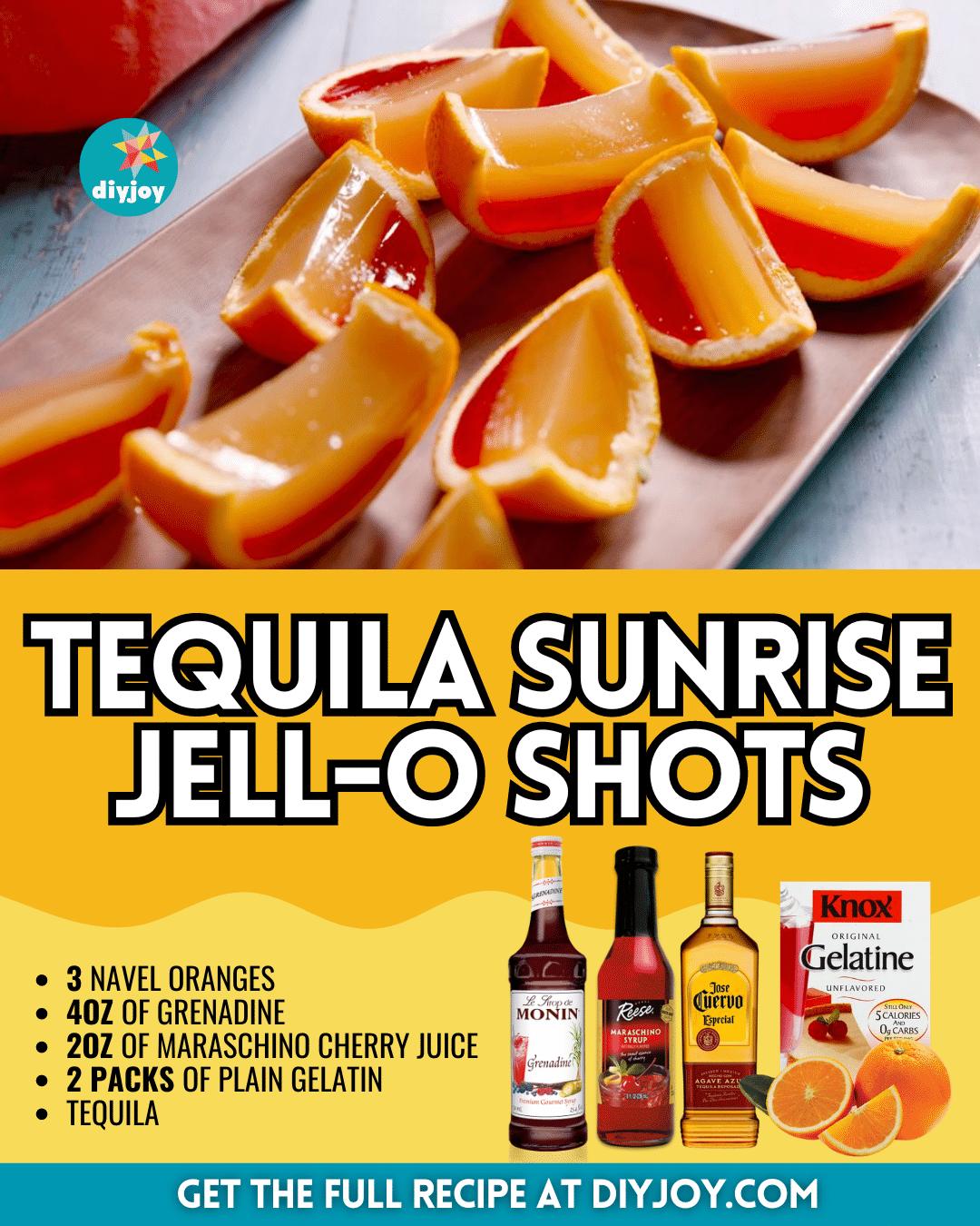 Super Easy Tequila Sunrise Jell-O Shots Recipe