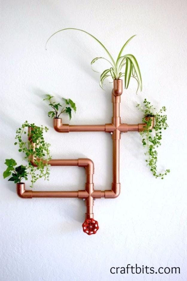 DIY Copper PVC Wall Planter, simple enough for a first weekend project and a look that gets noticed the moment guests walk in