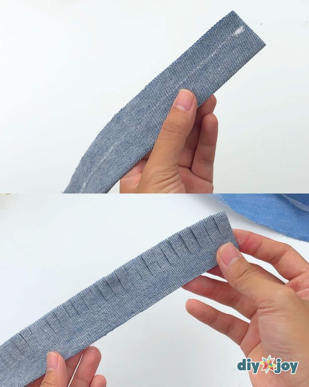 Denim Flowers From Old Jeans — make a fringe